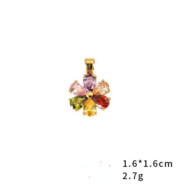 Kalung Lapis Emas Emas Asli Kadar 375 Hias Liontin Bunga Permata Lima Warna Untuk Wanita