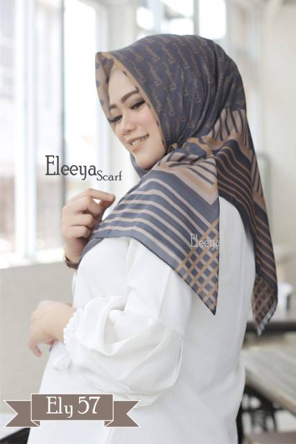 HIJAB SEGIEMPAT MOTIF ELY 57||  ELEEYA SCARF