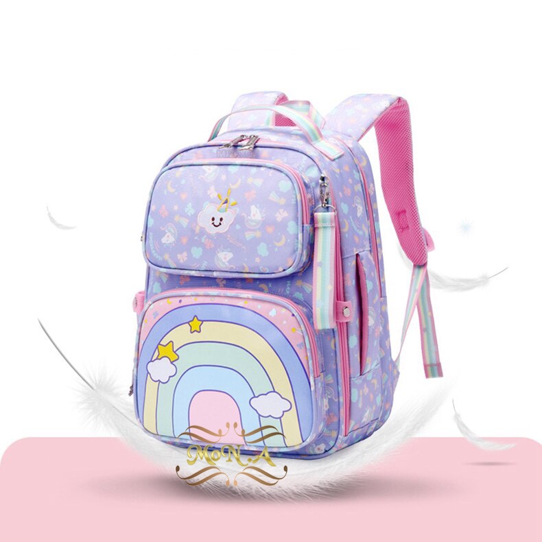 [MTOYS] TAS SEKOLAH RANSEL ANAK CEWEK  BISA UNTUK TK/SD/SMP  PASTEL PELANGI CANTIK LUCU WATERPROOF - KUALITAS  IMPORT PREMIUM - M0177