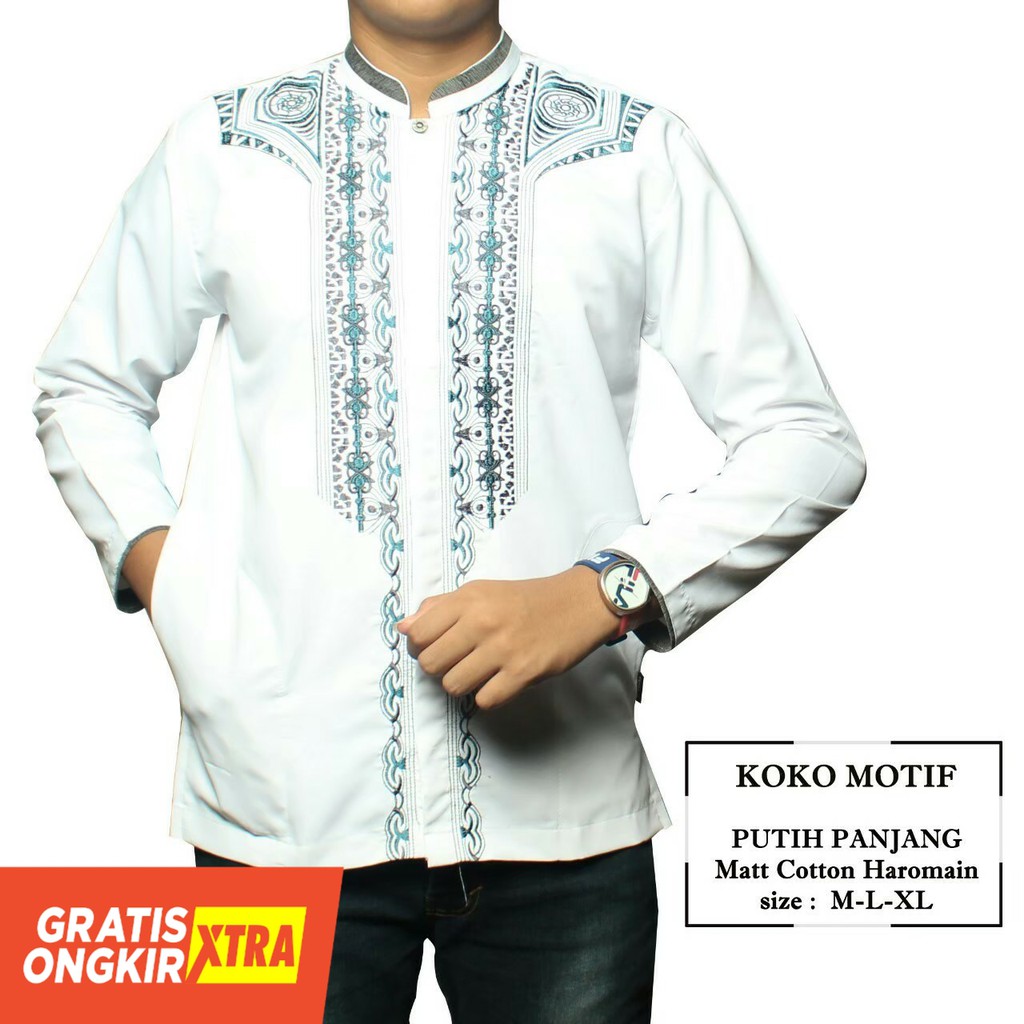Fashion Muslim Pria Dewasa / Baju Koko Warna Putih / Atasan Muslim Pria / Baju Muslim Terbaru Pria
