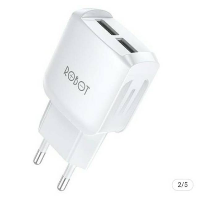 KHANZAACC Robot RT-K6 2.4A Dual Output Charger White (ecer 1 pcs)