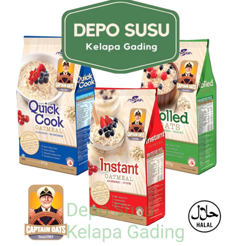 Captain Oats Oatmeal 800gr Instant Quick Cook Rolled Oat Captainoat 800 Sarapan Sehat Breakfast