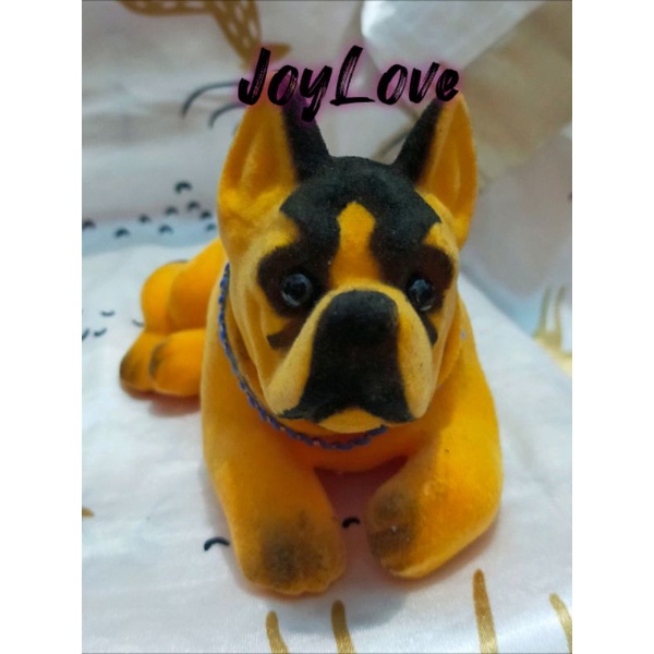 boneka anjing goyang bulldog orange hitam