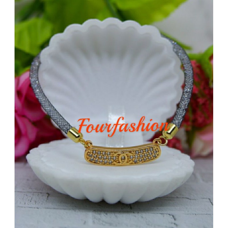 Fourfashion Gelang Glitter Kristal Kawat Pandora Waterproof TH033