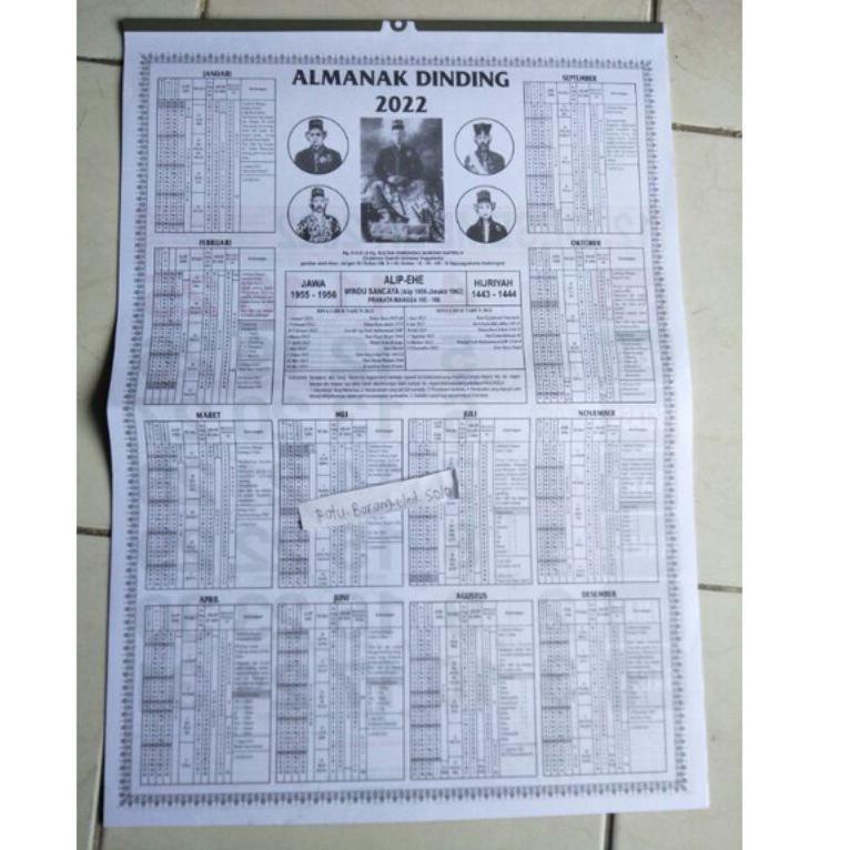 

K.n.W Kalender Dinding/Kalender Jawa/Kalender Almanak(2022) 47×30CM Best