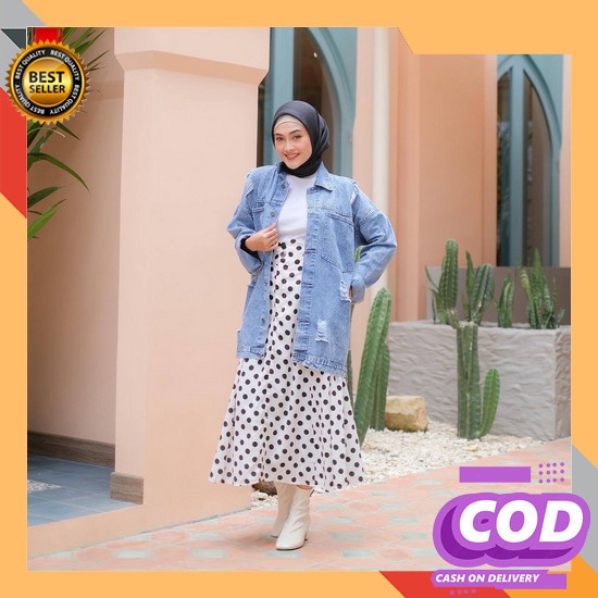 Jaket Baggy Jacket Jeans Oversize Wanita Original Karet Lengan Balon P Oversize Jaket Ripped Jeans