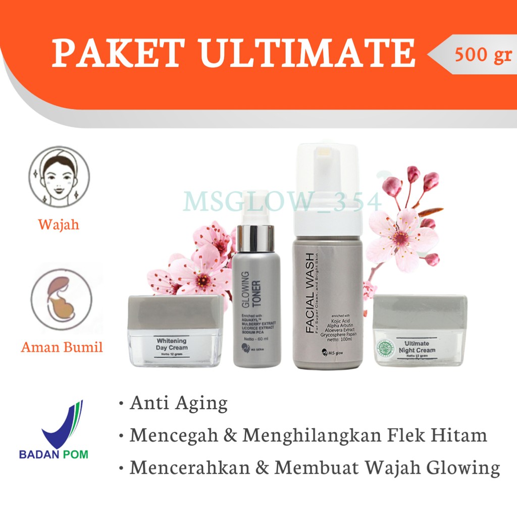 MS Glow Original Whitening Acne Luminous Ultimate Series - Paket MS Glow Whitening Acne Luminous Ultimate Original - Skincare MS Glow Paket Whitening Acne Luminous Ultimate Ori Original - MS Glow Beauty Official Store Resmi Cikarang Bekasi Bandung Jakarta-Paket Ultimate