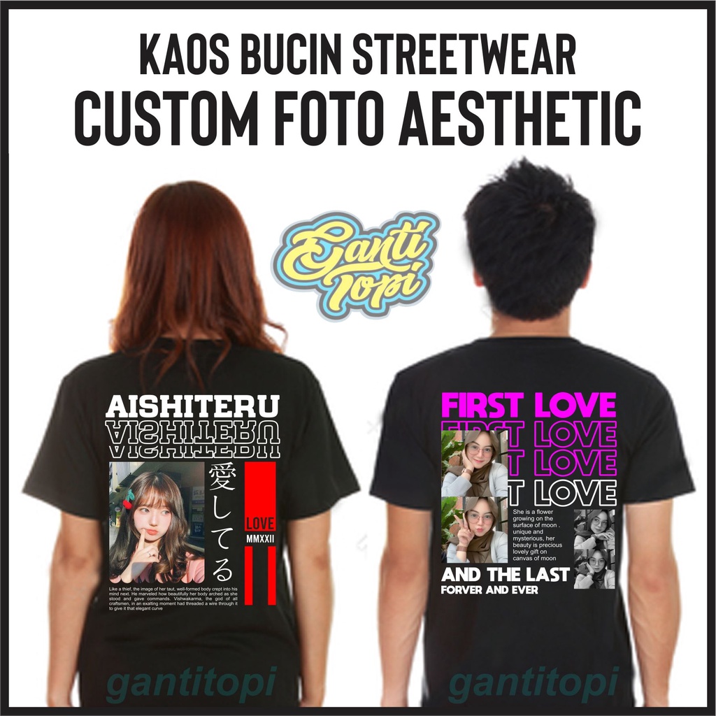 Kaos Streetwear Bucin Aesthetic Custom Foto  - VIRALNESIA