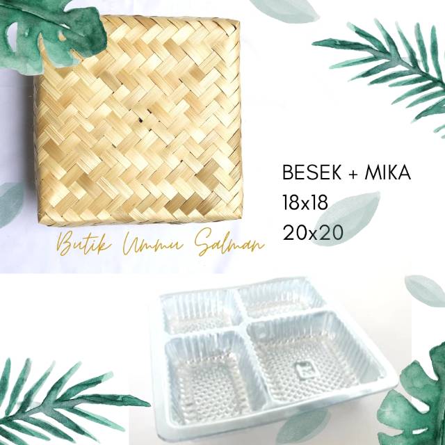 Besek Bambu dengan Mika Sekat Makanan 18x18 20x20