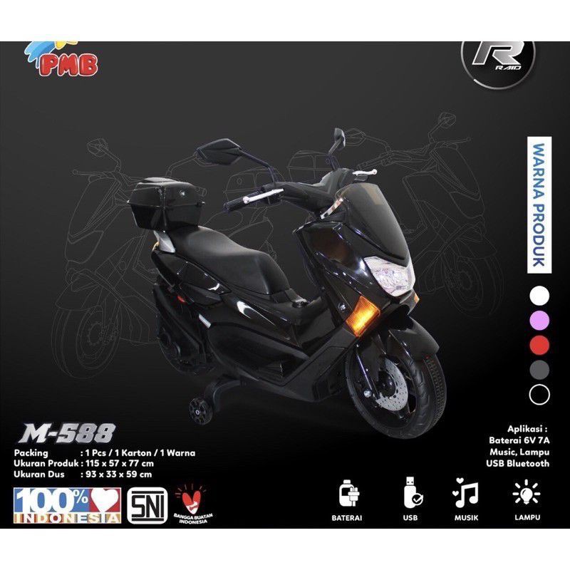 Mainan Dinaiki Anak Motor Nmax Aki Accu N-max PMB M-588