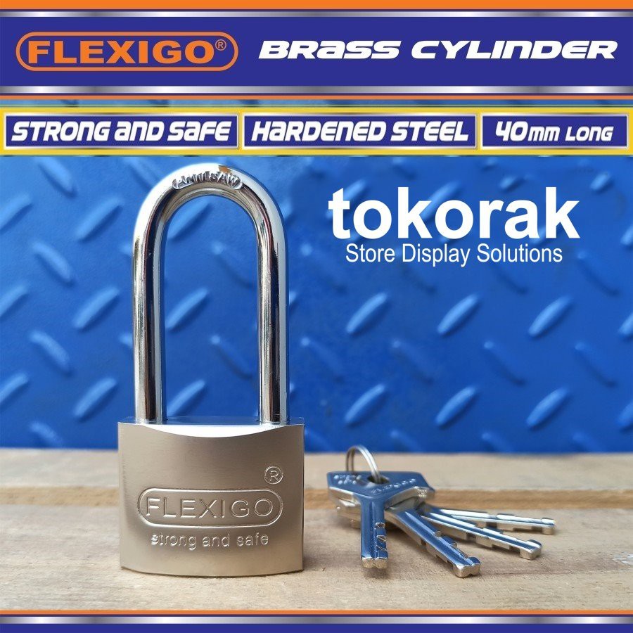 GEMBOK BRASS 40MM PJG FLEXIGO SHERLOCK ANTI CAIRAN POTONG PALU TOKO