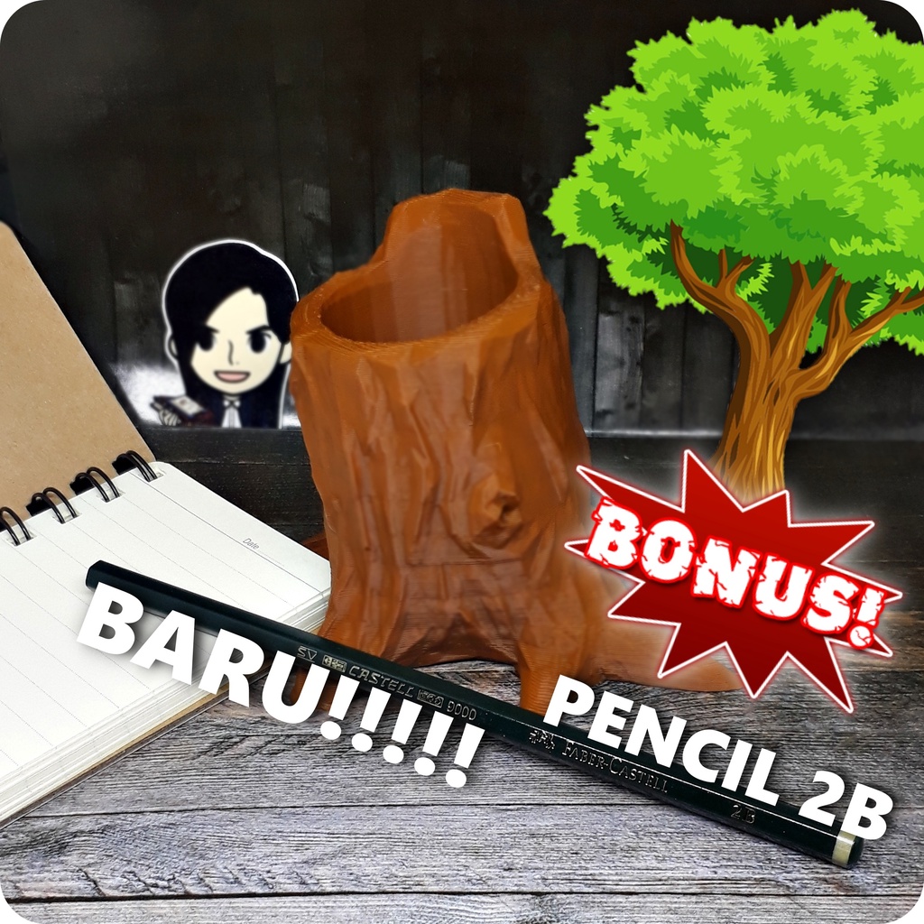 

PEN STAND Motif Pohon/ Kayu | Tempat Pensil | Tempat Pulpen | Rak Pensil Pulpen | 3D