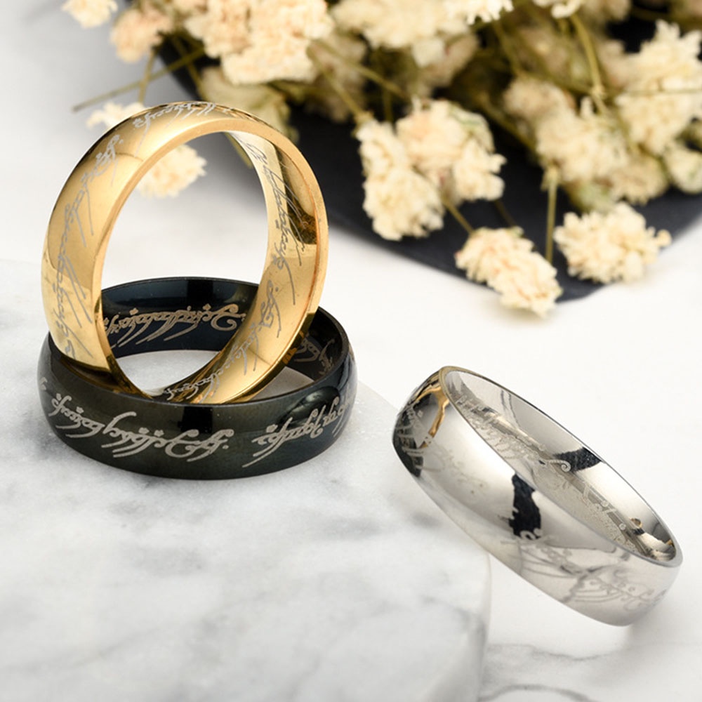 Penguasa Cincin | Cincin Stainless Steel Emas Perak Warna Hitam Perhiasan Wanita