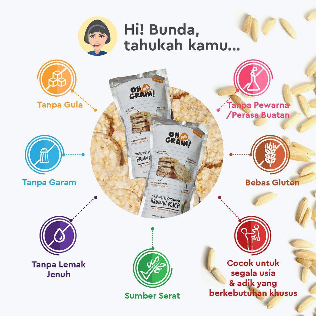 OH MA GRAIN RICE CRACKERS BERAS | KERIPIK KREKERS RICE CRISPY NON MSG SNACK CEMILAN DIET CAMILAN SEHAT ANAK