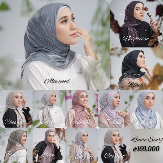 Terbaru COD Jilbab Segiempat motif by Nadheera Luxury Laure Scarf bahan Voal Premium