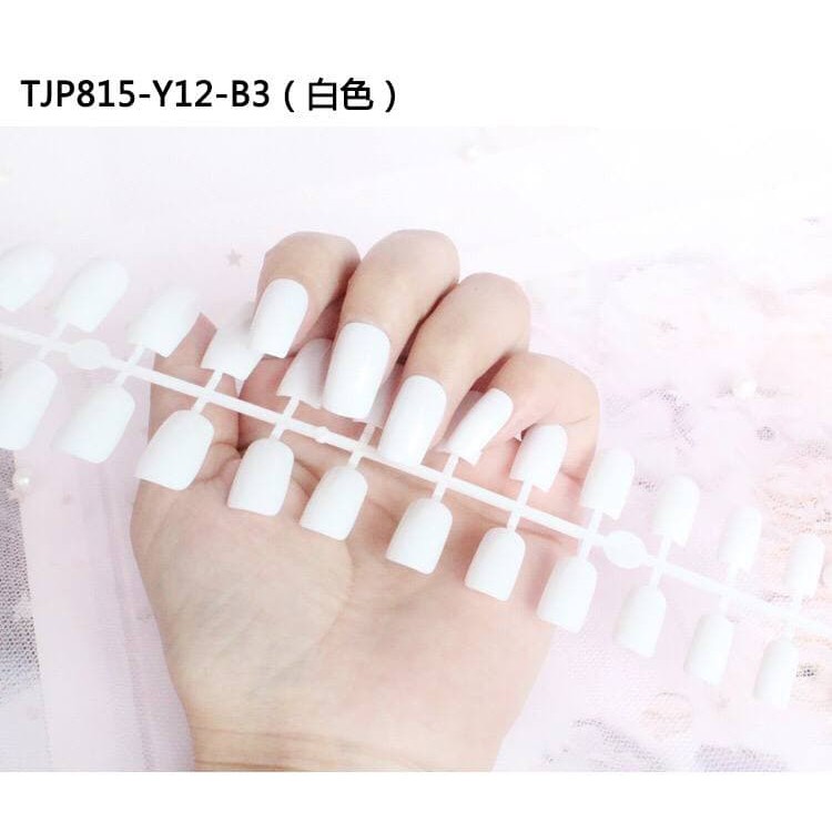 LF - 24Pc False Nail Art tips Matte Nude Coffin Ballerina Drop shaped Press On Fake (1)