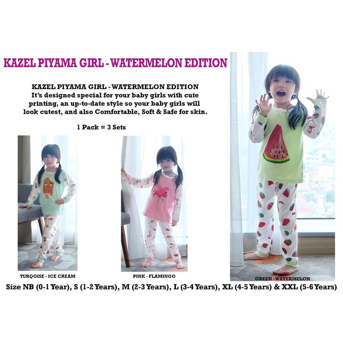 Terpercaya Kazel   Piyama Girl WATERMELON 3stel SMALL Termurah