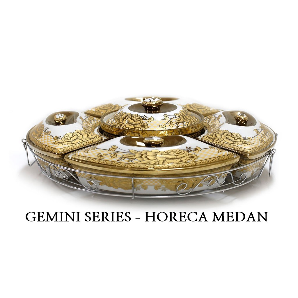 Prasmanan Set Kecil Vicenza CR472 motif zodiak gemini Original by Vicenza wadah keramik