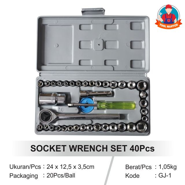 COD - Tool Master Kunci Shock 40pcs Mobil Sepeda Motor Set Terlengkap sok Sock Socket Tool Kit Ring-1