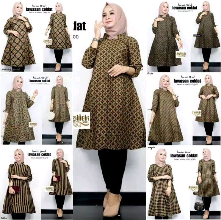 Terlaris Serut Genes Jelita Tunic Navbor Yelbor Whitbor Creambor Tunik Batik Modern Hrb030 Dolbi Dol