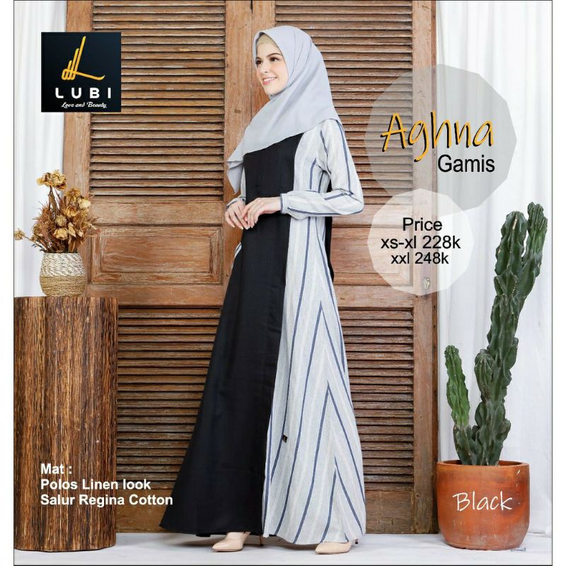 GAMIS AGHNA BLACK BLUE &amp; MAROON || LUBI