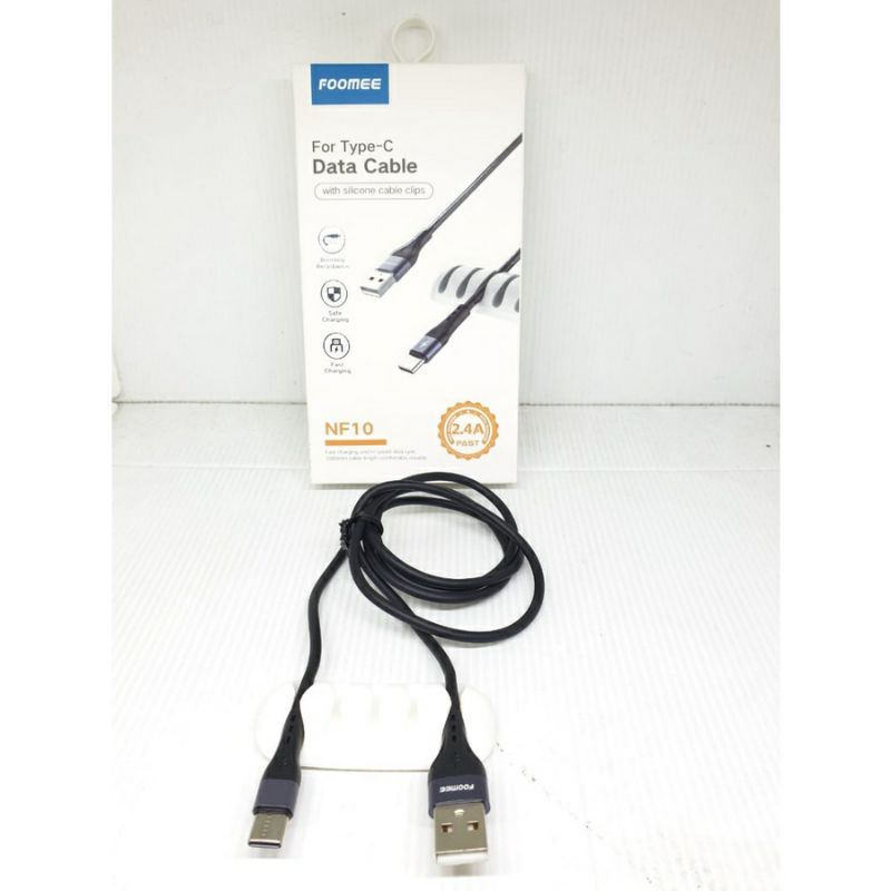 foomee kabel data type C NF10 2.4A fast charging with silicone cable clips