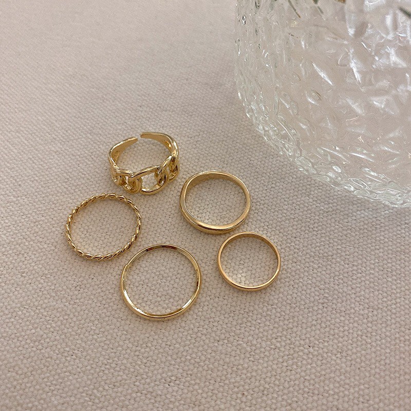 Set Cincin Jari Telunjuk Bahan Logam Gaya Retro