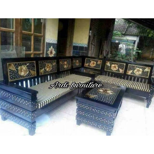 Kursi sudut robot plus matras,meja kursi tamu sofa,meja kursi ukir JEPARA