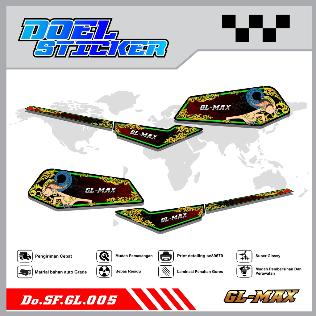 Sticker Striping GL PRO , MAX List Variasi Hologram pelangi,Crome Doel 005