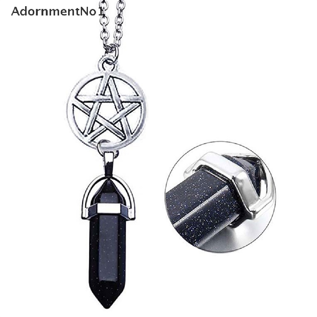 (AdornmentNo1) Kalung Rantai Dengan Liontin Batu Chakra Bentuk Bintang Pentagram Untuk Wanita