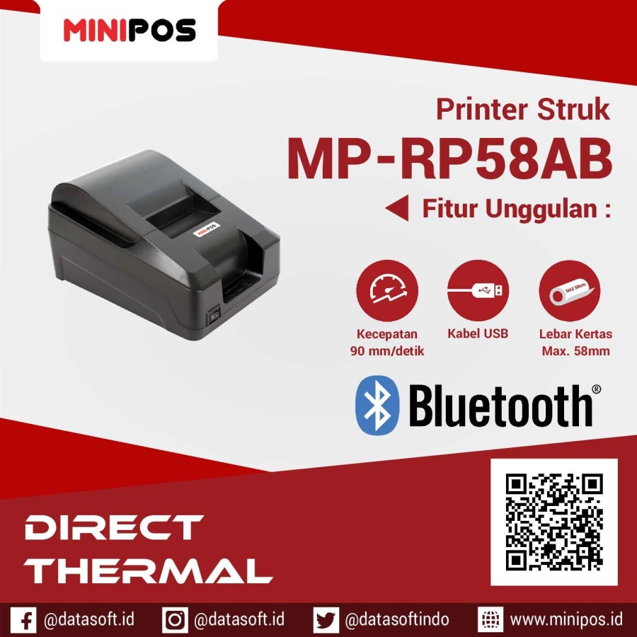 Printer Thermal MiniPOS MP-RP58AB BlueTooth 58mm