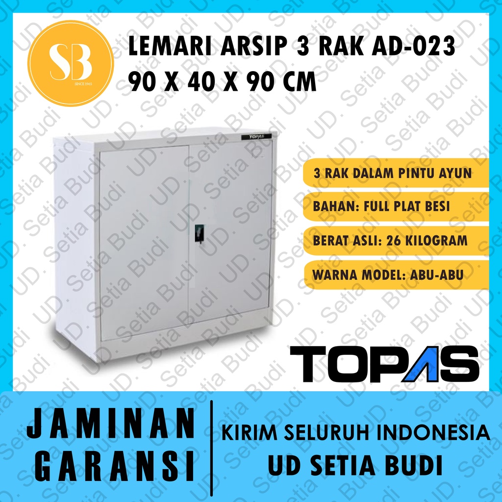 Filling Cabinet Lemari Arsip Besi 3 Rak Pintu Ayun TOPAS AD 023