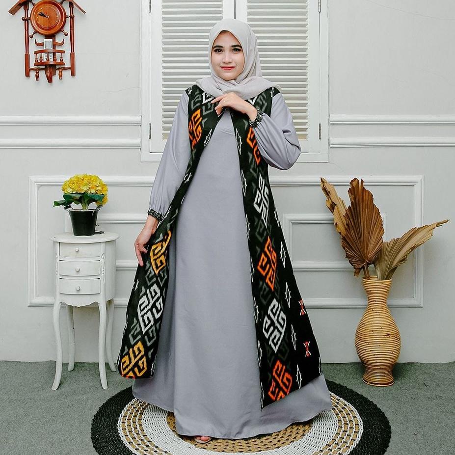 Lagi murah--Baju Gamis Elizia Maxy, Katun HQ Kombinasi Toyobo, Ori Gamis Batik Aksara Pekalongan BIG