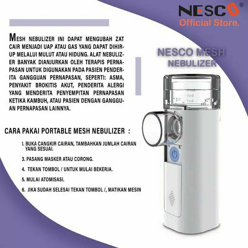 NESCO MESH NEBULIZER FEELLIFE PORTABLE ALAT UNTUK PENDERITA GANGGUAN PERNAPASAN