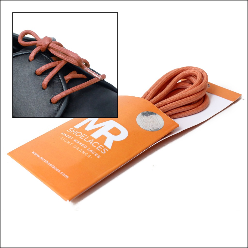 MR Shoelaces RD35 Light Orange Tali Sepatu Lilin 2-3mm Bulat Round 50cm 60cm 70cm 80cm 90cm 100cm 120cm 150cm (Waxed Laces) - Premium Shoelace