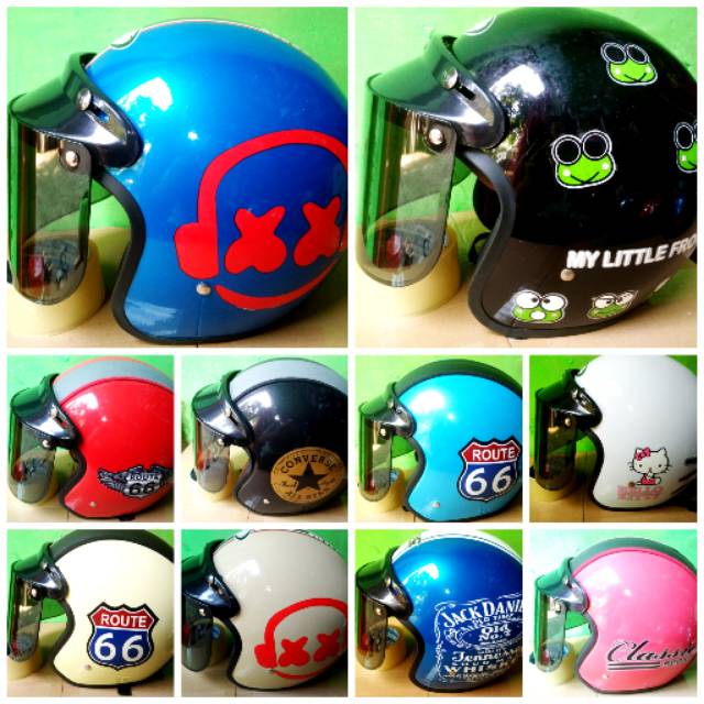 Helm bogo full leher / kaca flat datar | Shopee Indonesia