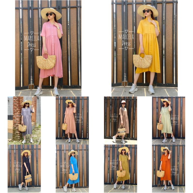 Marcela Dress Wanita Polos /  HomeDress terbaru di Pakaian santai Wanita