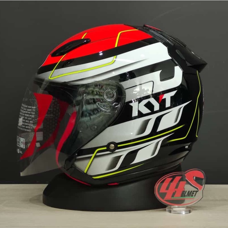 Helm KYT DJ MARU SERI 13 BLACK RED FLUO YELLLOW FLUO Half Face Single Visor
