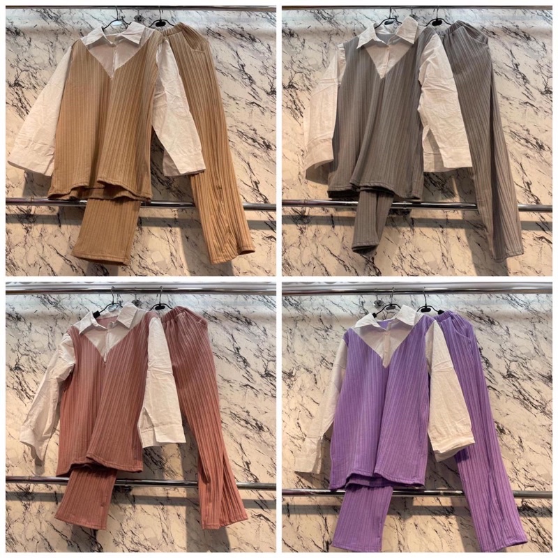 Setcel miudis Setcel knit Setcel rajut Setcel lilac Set celana wanita premium