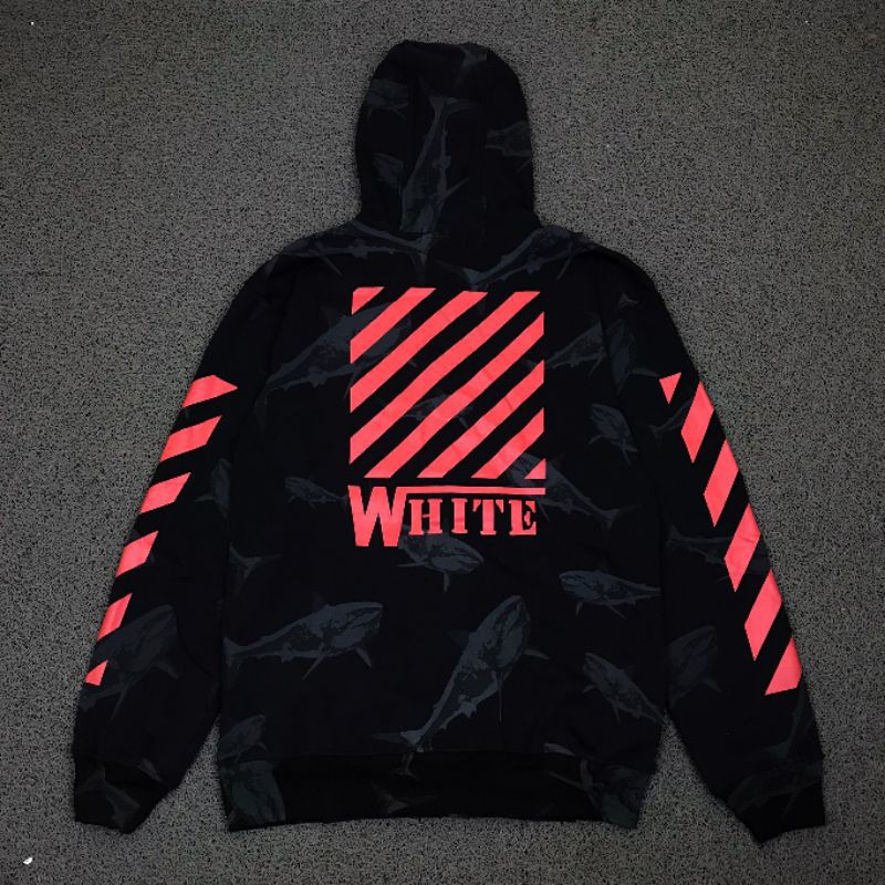 JAKET HOODIE ZIPPER OFF WHITE BLACK RED BEST SELLER