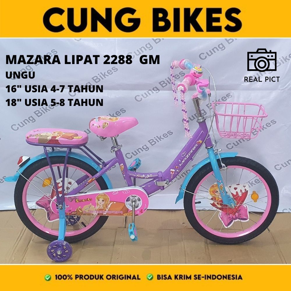 Sepeda lipat anak 16 &amp; 18 inch foldiing biike Mazara Steel 2266MG 2266GM 2288