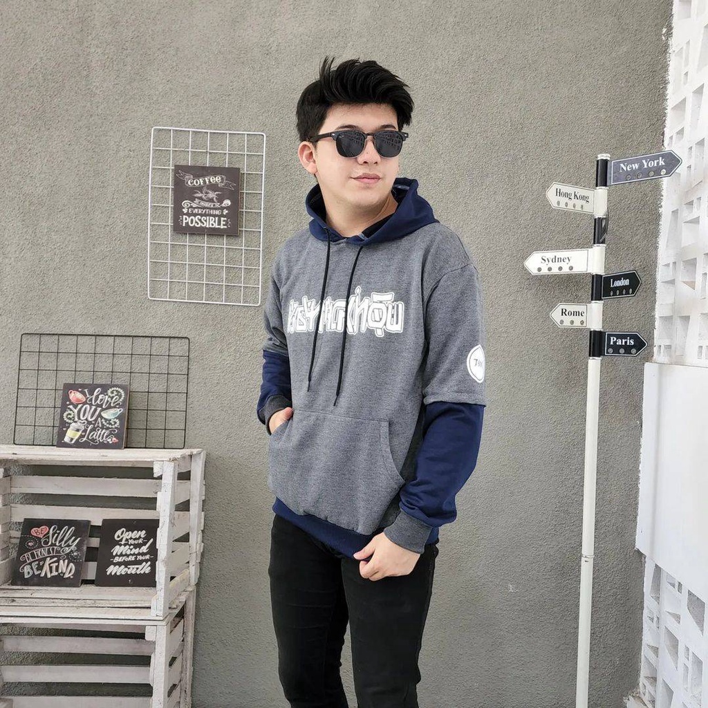 BLACK OUT Oversize Sweater Hoodie Pakaian Pria Kekinian Style Kasual Korean OOTD Fashionable