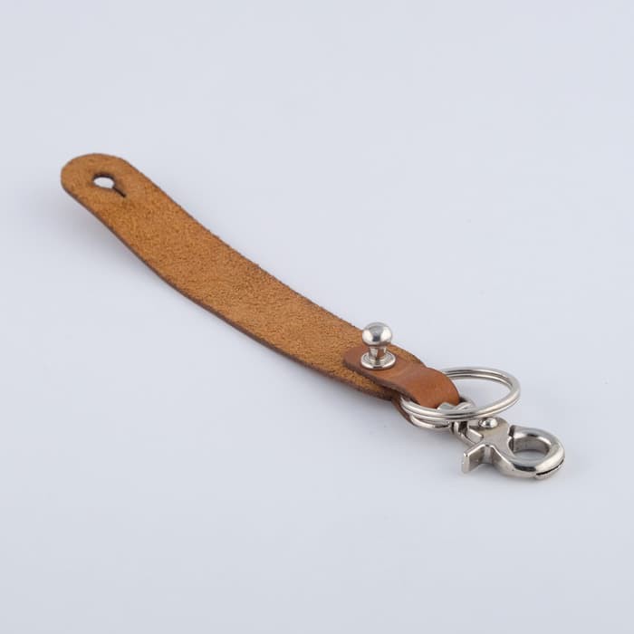 Gantungan kunci kulit sapi asli keychain tan hook silver - PHKC084