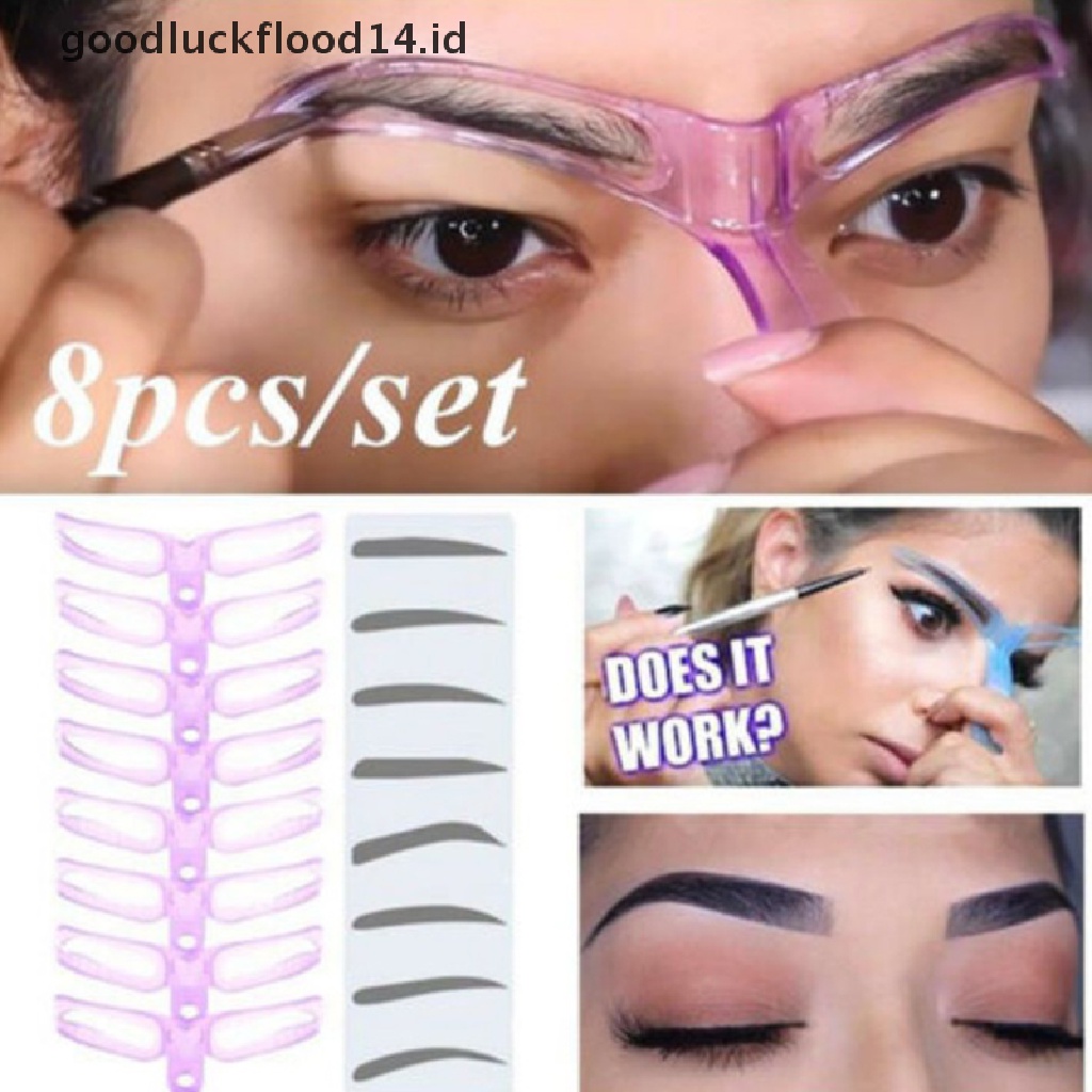 [OOID] 8PCS DIY Eyebrow Shaper Makeup Template Eyebrow Grooming Shaping Stencil Kit ID