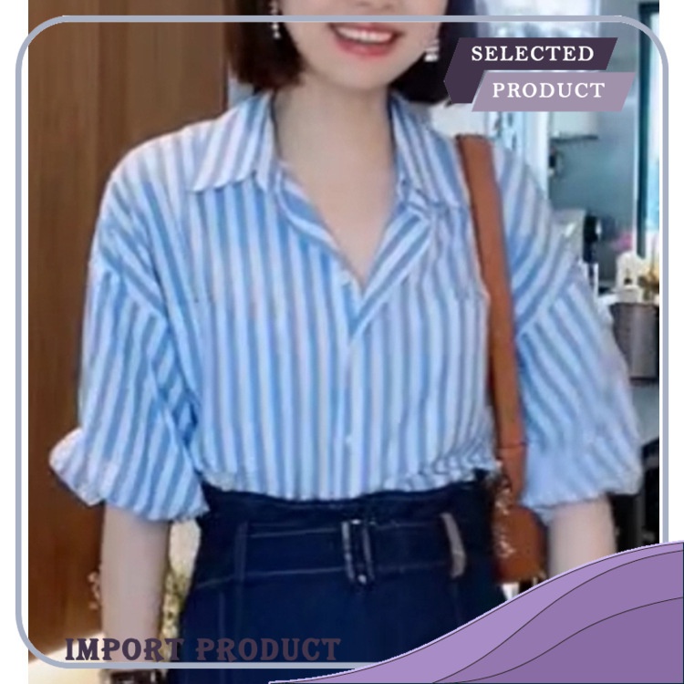 Blazer Wanita Da Honghong Recommends Pesta Dalam the Sama ,   Strip  Lepas Tujuh  Kemeja, Lapel, Sda