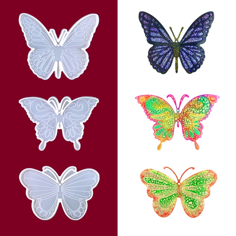 Siy Cetakan Resin Epoksi Kristal Bentuk Kupu-Kupu Bahan Silikon Handmade DIY Untuk Gantungan Kunci