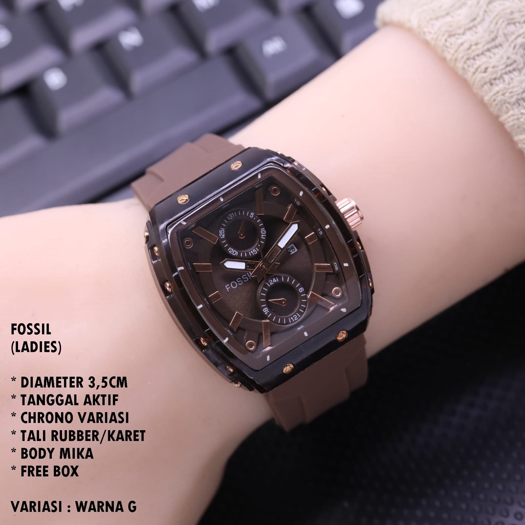 JAM TANGAN WANITA FASHION TALI RUBBER BODY OVAL TANGGAL AKTIF