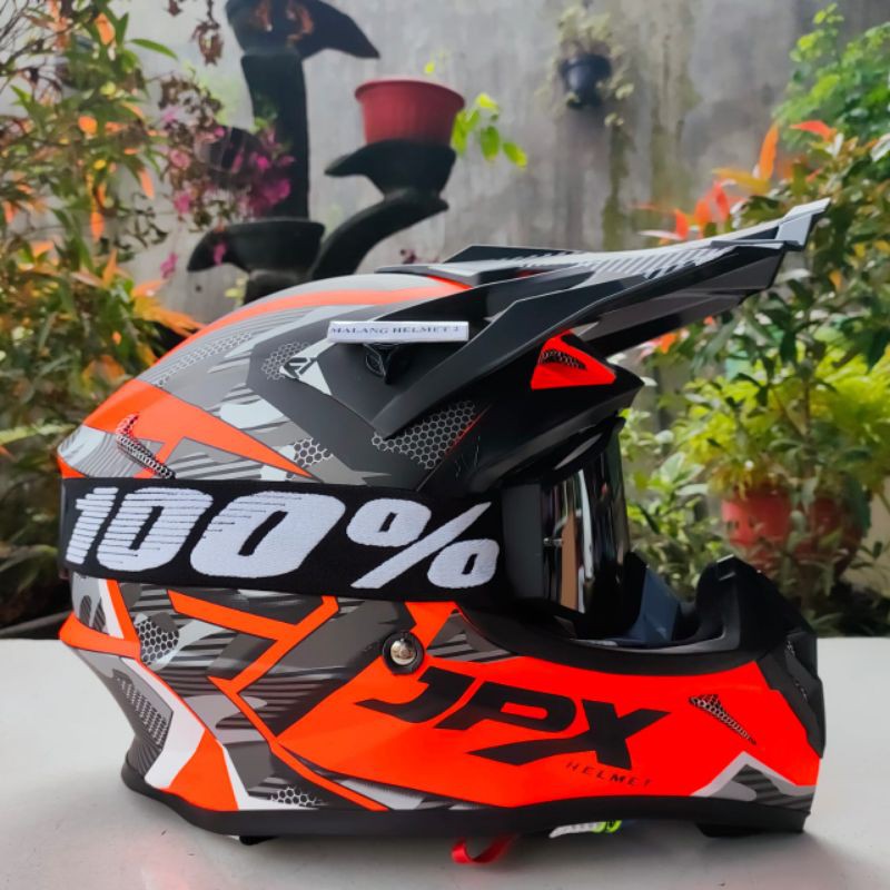 Helm CROSS JPX X35 RED , YELLOW + GOGGLE 100% [Ongkir Murah 2kg]