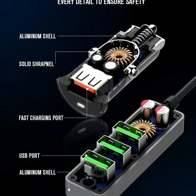 Charger Mobil LDNIO C61 4Usb Mobile Combo Smart Fast Charger