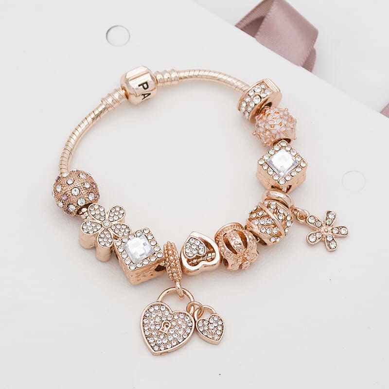 D24 Pandora Rose Gold Women'S Bracelet Spot Drill Pendant Bracelet